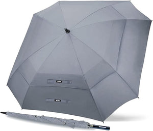 Extra Large Golf Umbrella Double Canopy Vented Square Umbrella Windproof 62 Inch Oversize Stick Umbrella