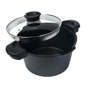 Nonstick Stock & Pasta Pot With Glass Lid Strainer, 5 QT., 9" (23cm) - Black by VYSN