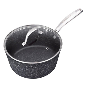 Nonstick Granite Look Sauce Pan With Glass Lid, 2 Qt.  7" (28cm) - Granite by VYSN