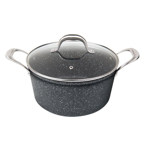 Nonstick Granite Look Stock Pot With Glass Lid, 5 Qt.  9.5" (24cm) - Granite by VYSN