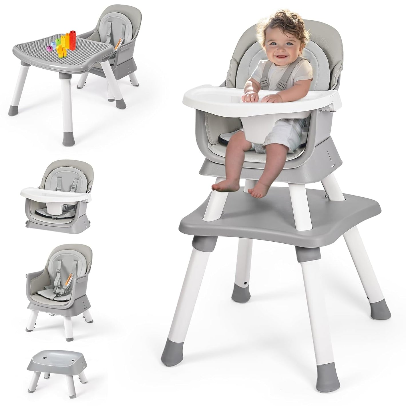 8 in 1 Baby High Chair, Convertible High Chair for Babies and Toddlers