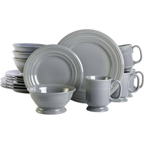 Gibson Barberware 16 Piece Gray Dinnerware Set