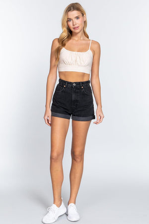 Back Ribbon Tie Cami Crop Top by VYSN