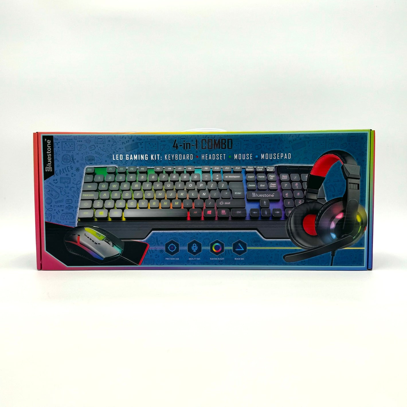 Combo LED Gaming  4-in-1 Kit With Keyboard Headset Mouse Mousepad Bluestone