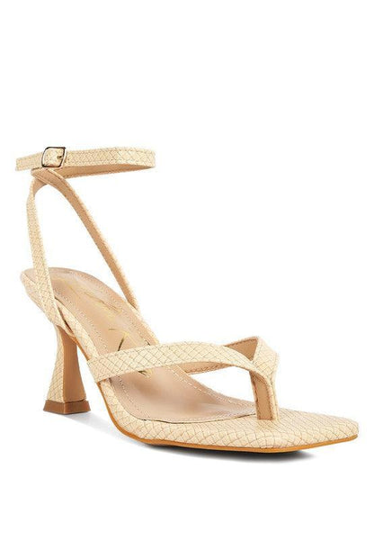 CELTY Ankle Strap Spool Heel Thong Sandals by VYSN