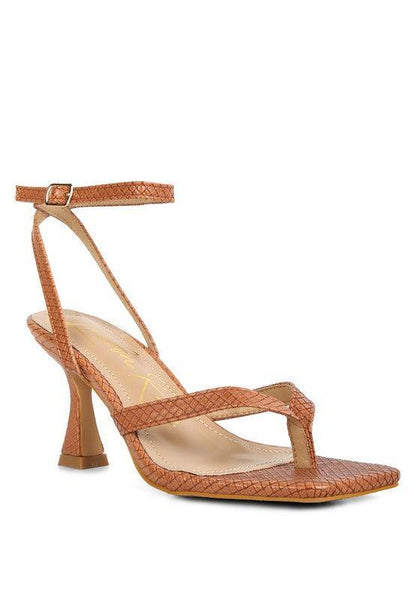 CELTY Ankle Strap Spool Heel Thong Sandals by VYSN