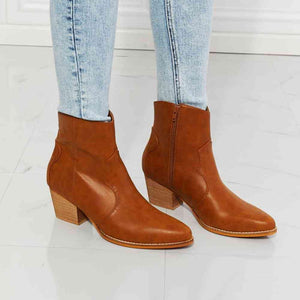 MMShoes Watertower Town Faux Leather Western Ankle Boots in Ochre by VYSN