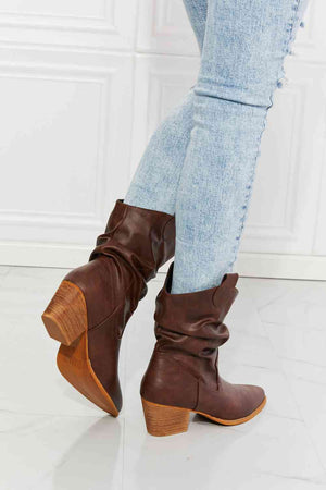 MMShoes Better in Texas Scrunch Cowboy Boots in Brown by VYSN