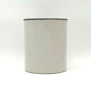 Dowan Ceramic Embossed Round Unensil Canister - Grey