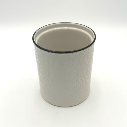 Dowan Ceramic Embossed Round Unensil Canister - Grey