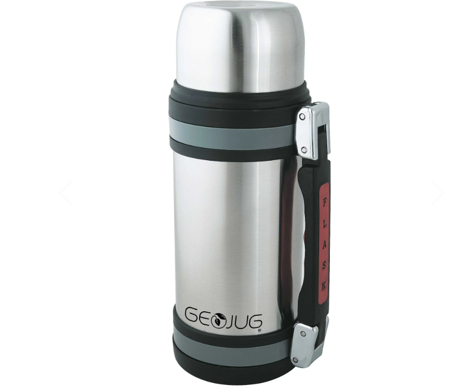 Brentwood Vacuum Stainless Steel Food and Beverage Bottle with Red Handle, 1.5-Liter