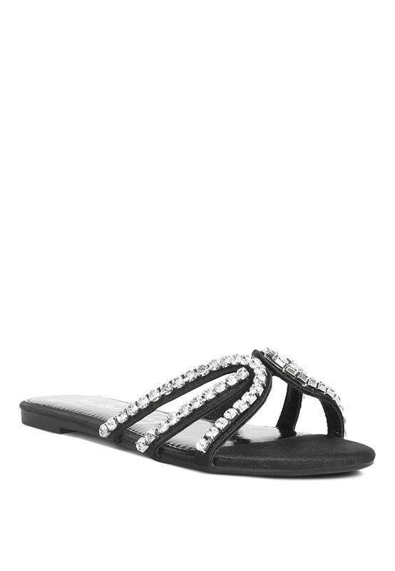 Mezzie Dimante Strap Flat Sandals by VYSN