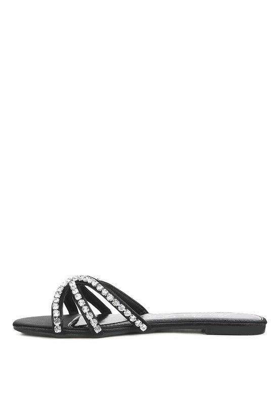 Mezzie Dimante Strap Flat Sandals by VYSN