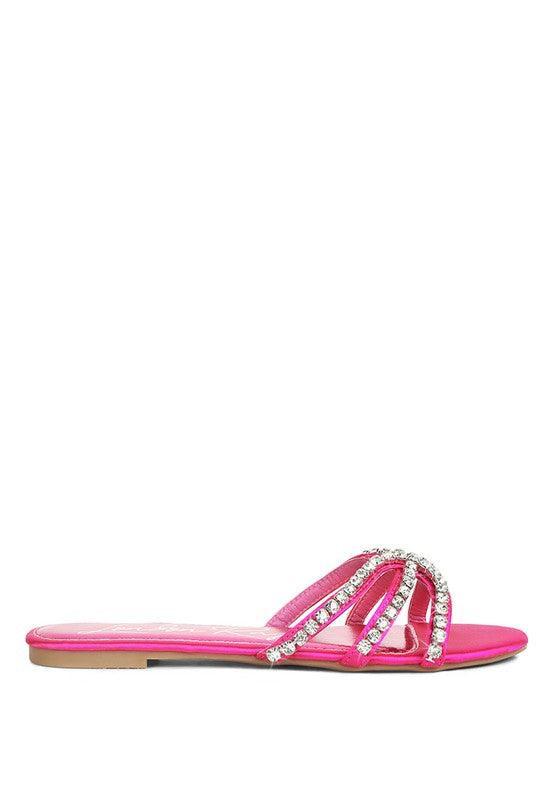 Mezzie Dimante Strap Flat Sandals by VYSN