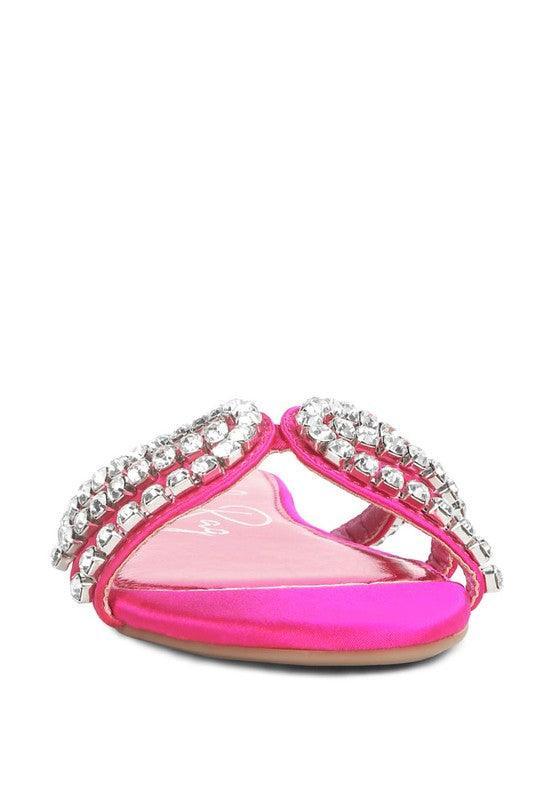 Mezzie Dimante Strap Flat Sandals by VYSN