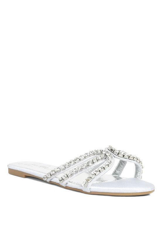 Mezzie Dimante Strap Flat Sandals by VYSN