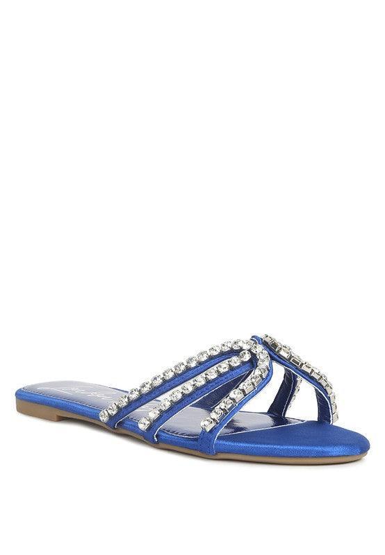 Mezzie Dimante Strap Flat Sandals by VYSN