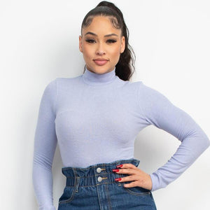 Mock Neck Long Sleeve Top by VYSN