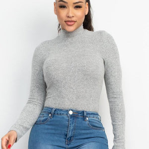 Mock Neck Long Sleeve Top by VYSN