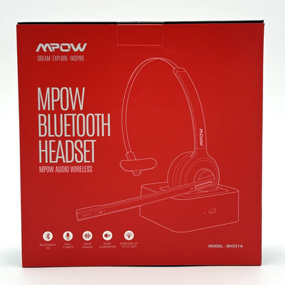 MPOW Audio Wireless Bluetooth Headset With Microphone BH231A, Black (Test)