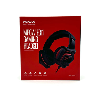 MPOW EG11 Surround Sound Gaming Headset, BH502A, Black/Red