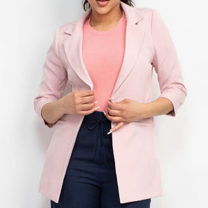 Open Front Notch Solid Jacket by VYSN