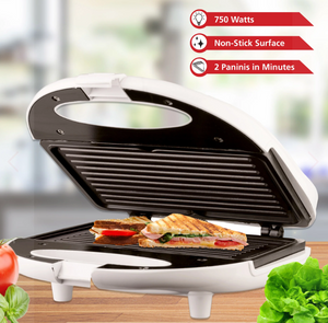 BRENTWOOD TS-245 NON-STICK PANINI PRESS AND SANDWICH MAKER, WHITE