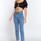 Short Slv Print Crop Woven Top by VYSN