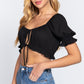 Short Slv Print Crop Woven Top by VYSN