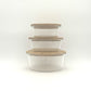 Set of 3 Round Glass  Stone & Clay Storage Containers