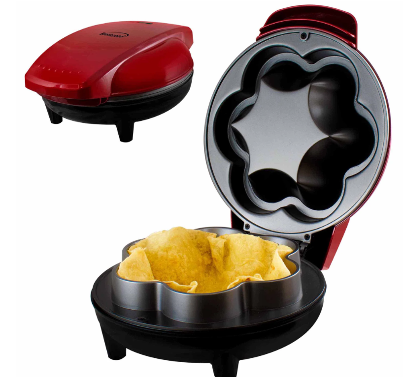 RED 10-INCH ELECTRIC TORTILLA TACO BOWL MAKER FOR TOSTADAS, SALADS, APPETIZERS, DIPS